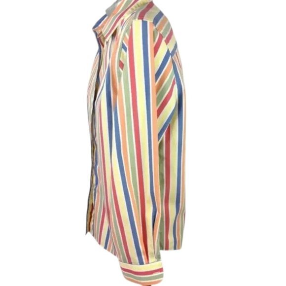 ORVIS Striped Shirt LS Button Red Blue  Green - Picture 4 of 5